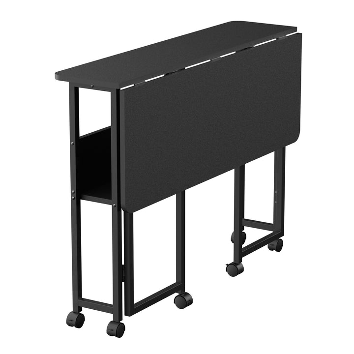 Mesa escritorio plegable Maclean, negra, móvil, tablero 100x58cm, max. 50kg, MC-126 B
