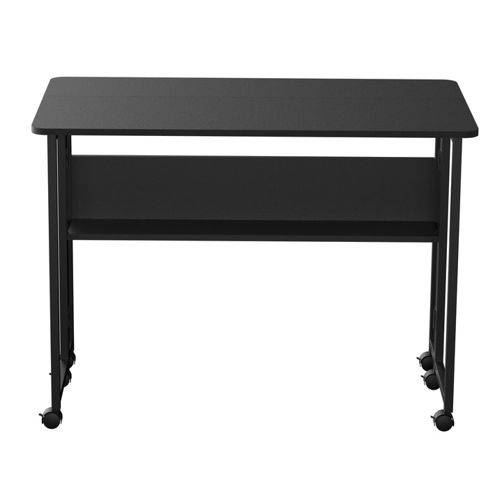 Mesa escritorio plegable Maclean, negra, móvil, tablero 100x58cm, max. 50kg, MC-126 B
