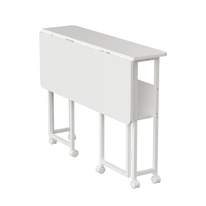 Mesa escritorio plegable Maclean, blanca, móvil, tablero 100x58cm, max. 50kg, MC-126 W