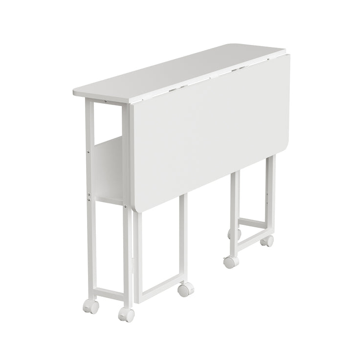 Mesa escritorio plegable Maclean, blanca, móvil, tablero 100x58cm, max. 50kg, MC-126 W