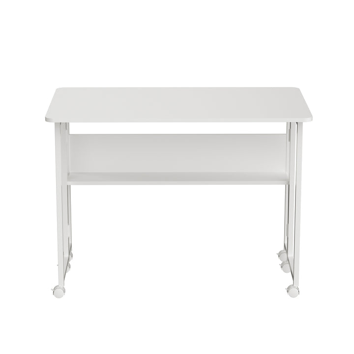 Mesa escritorio plegable Maclean, blanca, móvil, tablero 100x58cm, max. 50kg, MC-126 W