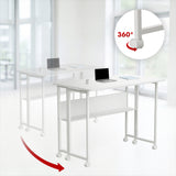 Mesa escritorio plegable Maclean, blanca, móvil, tablero 100x58cm, max. 50kg, MC-126 W