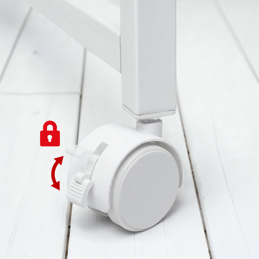 Mesa escritorio plegable Maclean, blanca, móvil, tablero 100x58cm, max. 50kg, MC-126 W