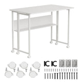 Mesa escritorio plegable Maclean, blanca, móvil, tablero 100x58cm, max. 50kg, MC-126 W