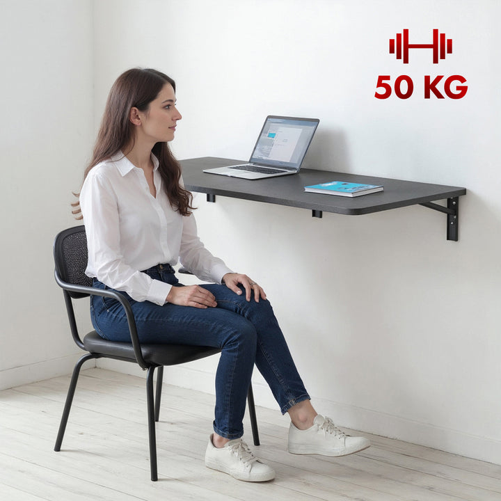 Estante/top plegable Maclean, negro, 100x40 cm, máx. 50 kg, MC-128 B