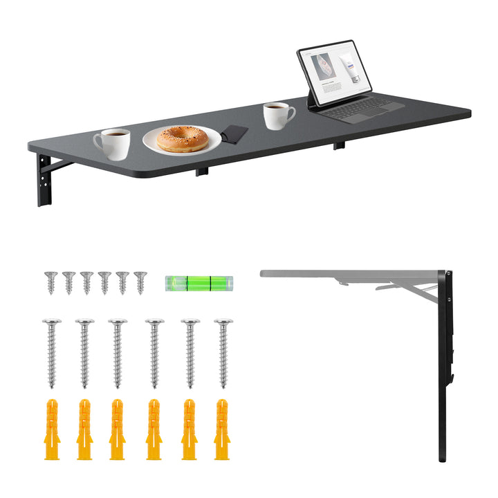 Estante/top plegable Maclean, negro, 100x40 cm, máx. 50 kg, MC-128 B