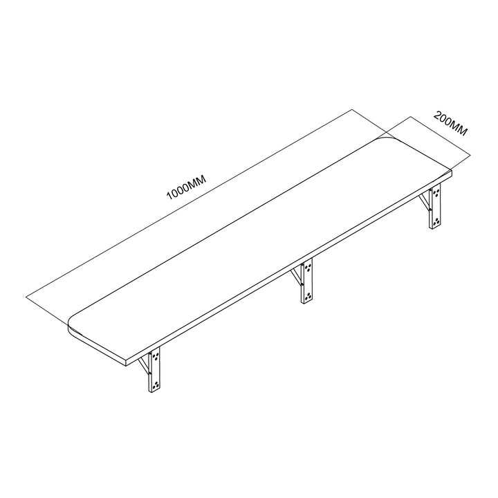 Maclean Estante/top plegable, negro, 100x20 cm, max. 50 kg, MC-129 B