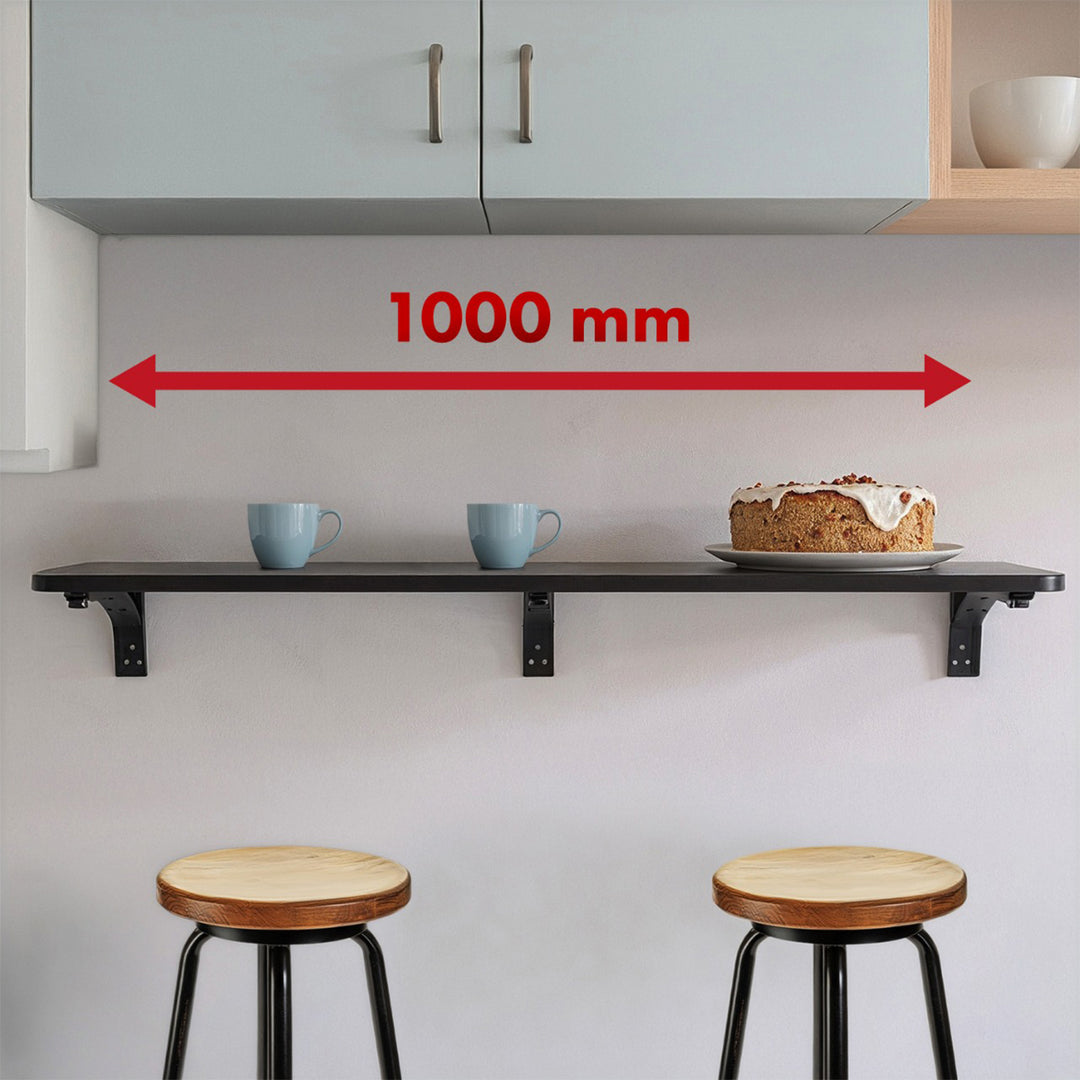 Maclean Estante/top plegable, negro, 100x20 cm, max. 50 kg, MC-129 B