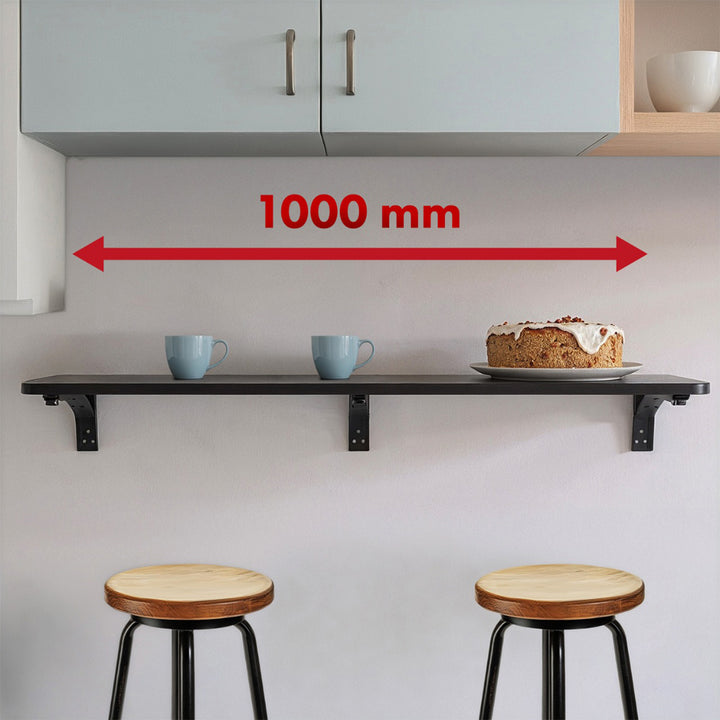 Maclean Estante/top plegable, negro, 100x20 cm, max. 50 kg, MC-129 B