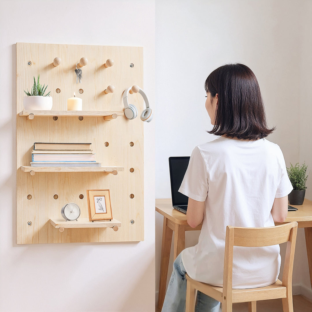 Organizador de madera para pizarra blanca Maclean, color madera clara, 40x60 cm, máx. 20 kg, MC-130 WD