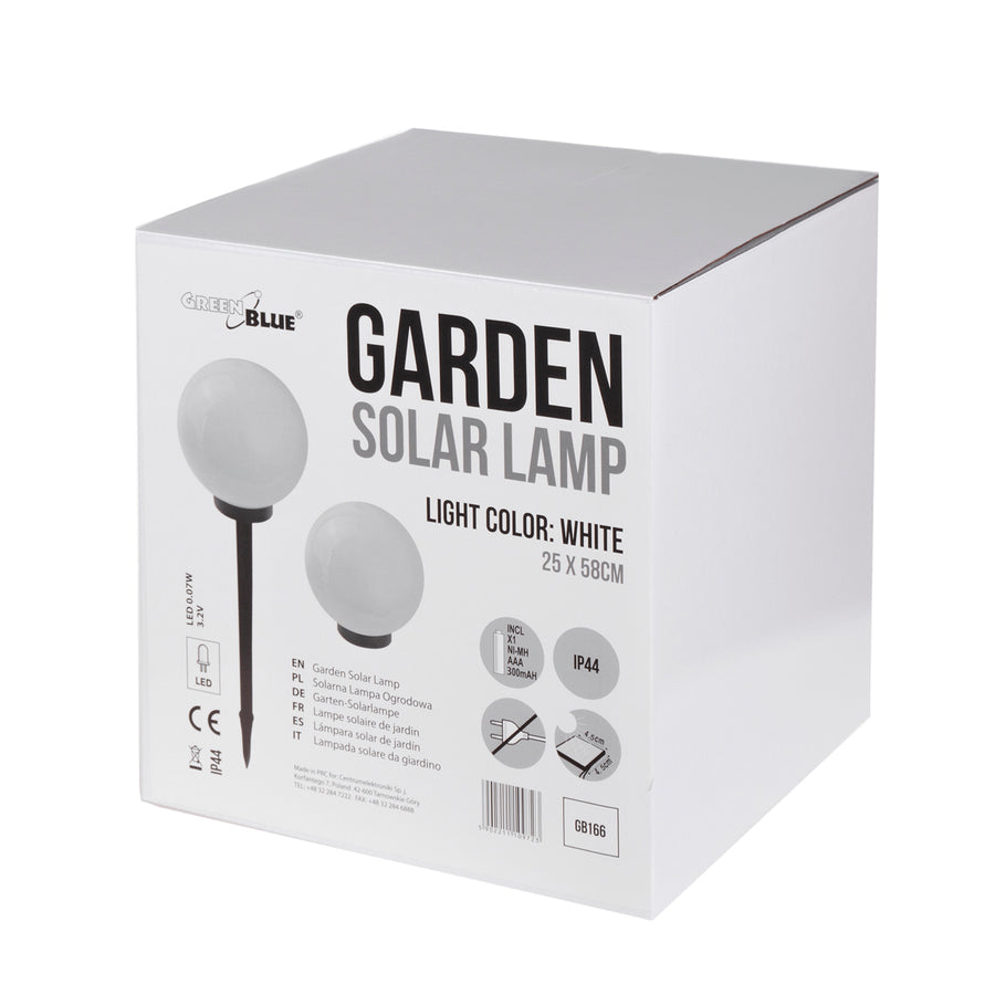 Luz solar GreenBlue, independente, jardim, esfera 25x25x58 cm, LED branco, GB166, pacote de 4