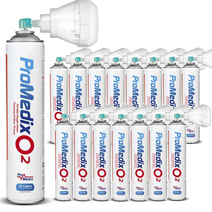 Inalador portátil de oxigénio Promedix 99,4% em lata, 12L, PR-994, 16 unidades