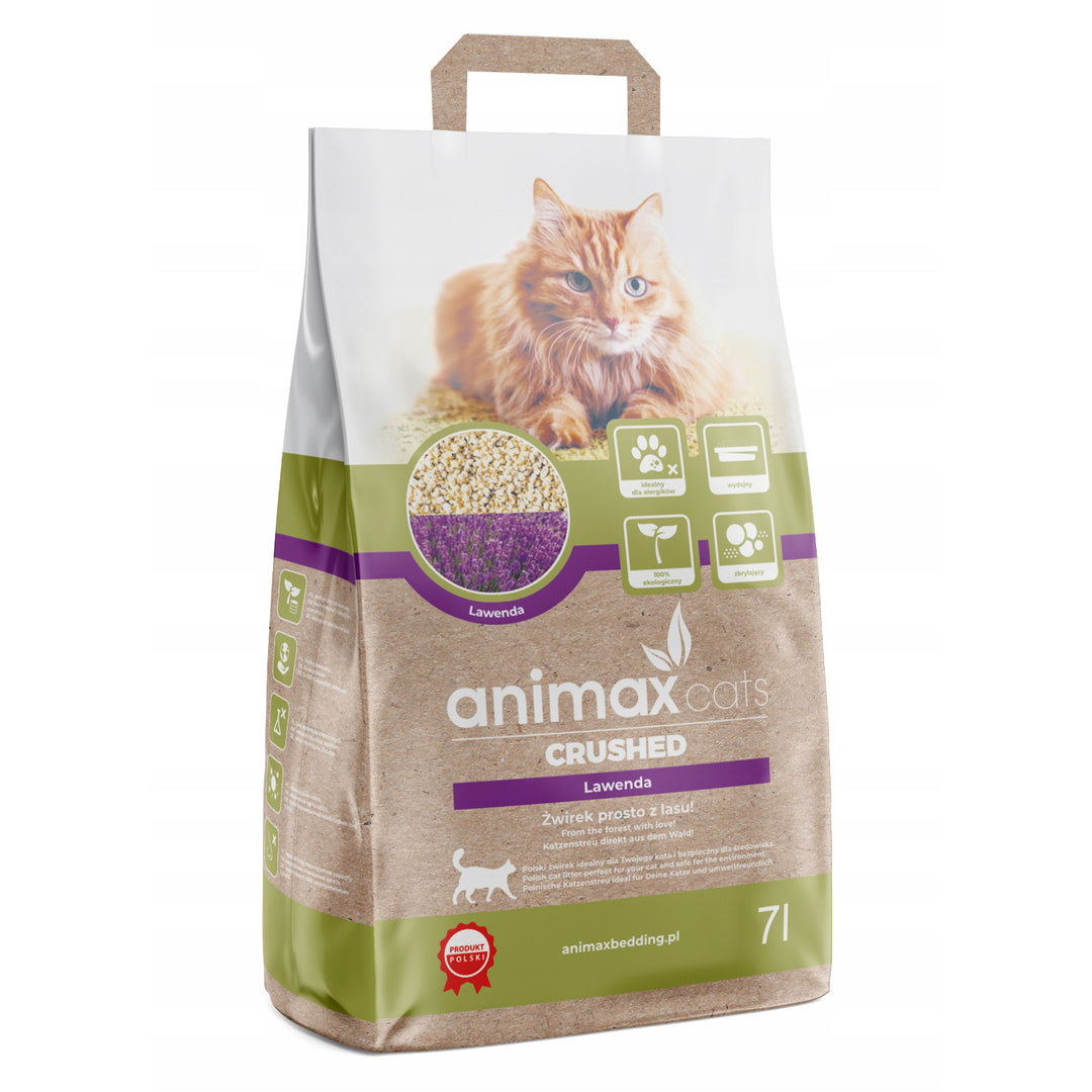 Animax Arena aglomerante, Lavanda, triturada, 7 litros + Arena aglomerante, Classic, triturada, 7 litros