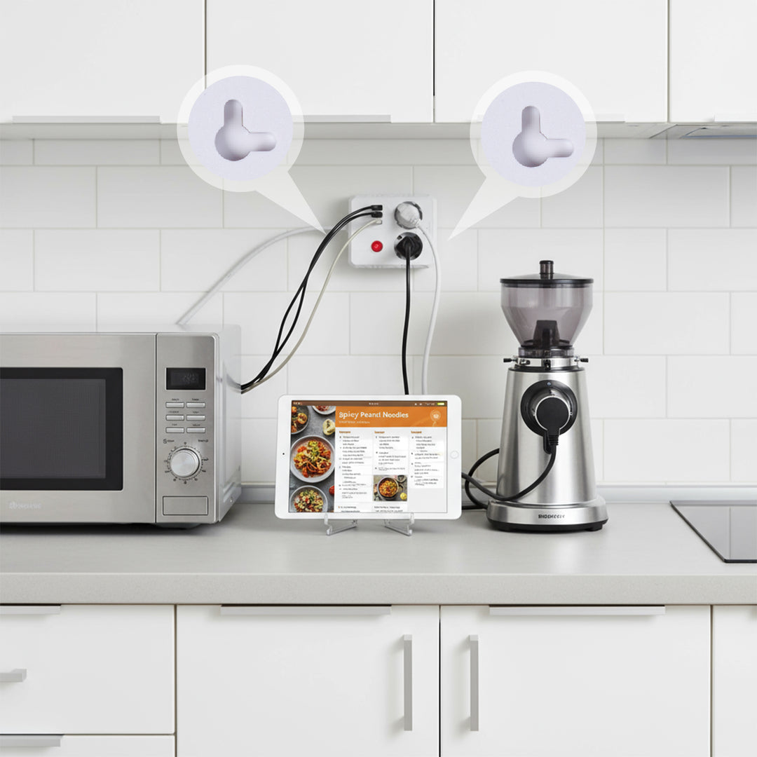 Regleta de enchufes Maclean, cable alargador 2 tomas + 3xUSB, 110-240V CA 50/60Hz, 2,1A máx. 2500W, 1,5m, blanco, MCE387 W