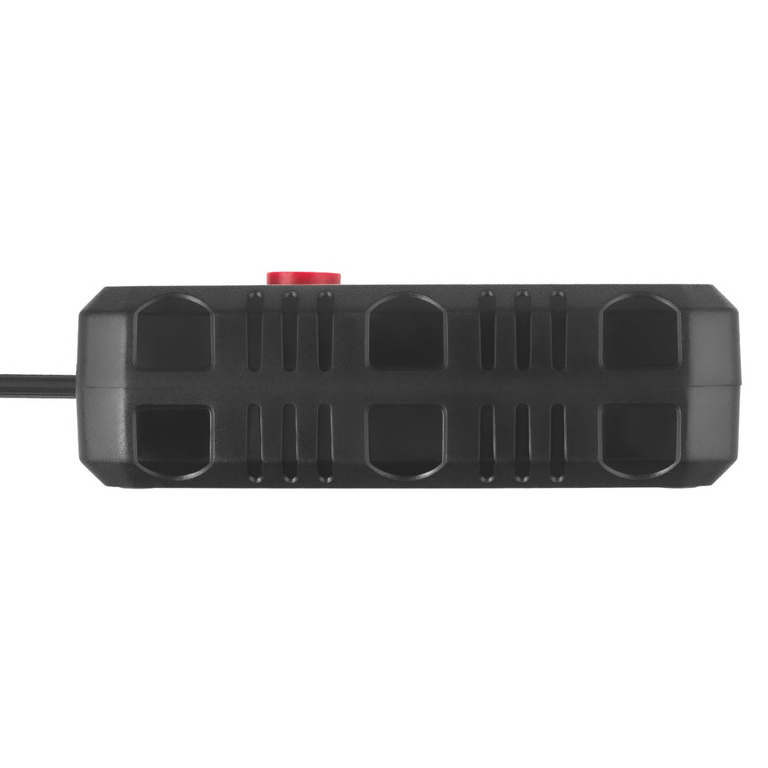 Regleta de enchufes Maclean, cable alargador 2 tomas + 3xUSB, 110-240 V CA 50/60 Hz, 2,1 A máx. 2500 W, 3 m, negro, MCE388 B
