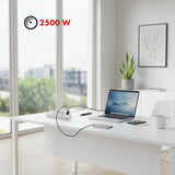 Regleta Maclean, cable alargador de 6 tomas + 4xUSB, 110-240V CA 50/60Hz, 2,1A máx. 2500W, 3m, blanco, MCE391 W
