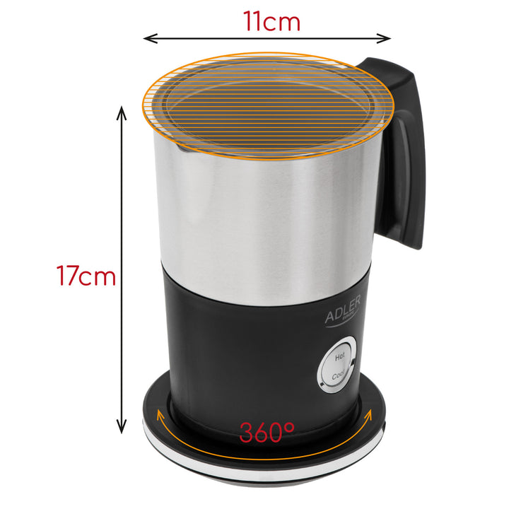 Espumador de leche Adler, eléctrico, caliente y frío, max. 1000W, AD 4497