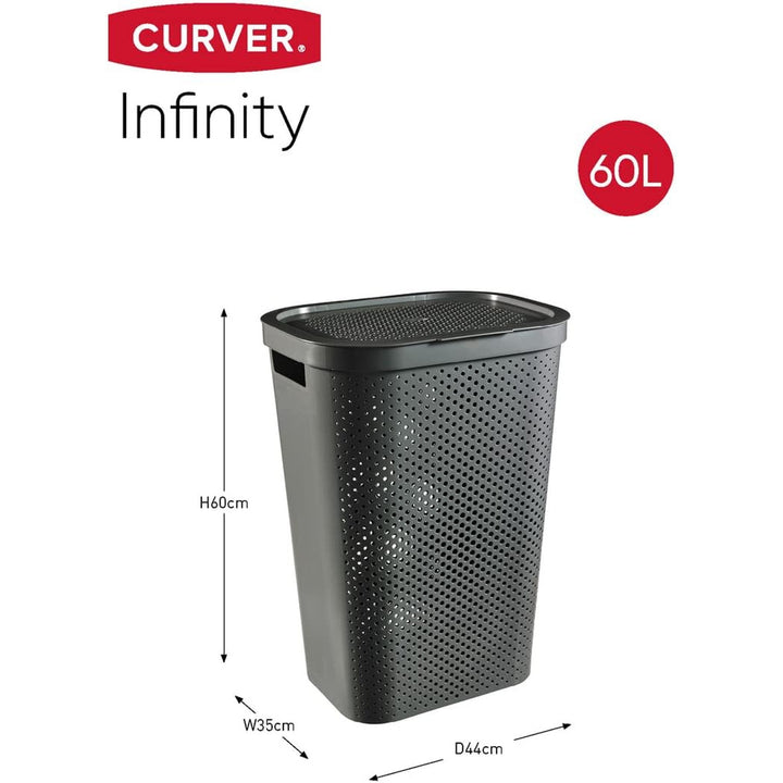 Cesto para roupa reciclada Curver Infinity 60L cinza escuro