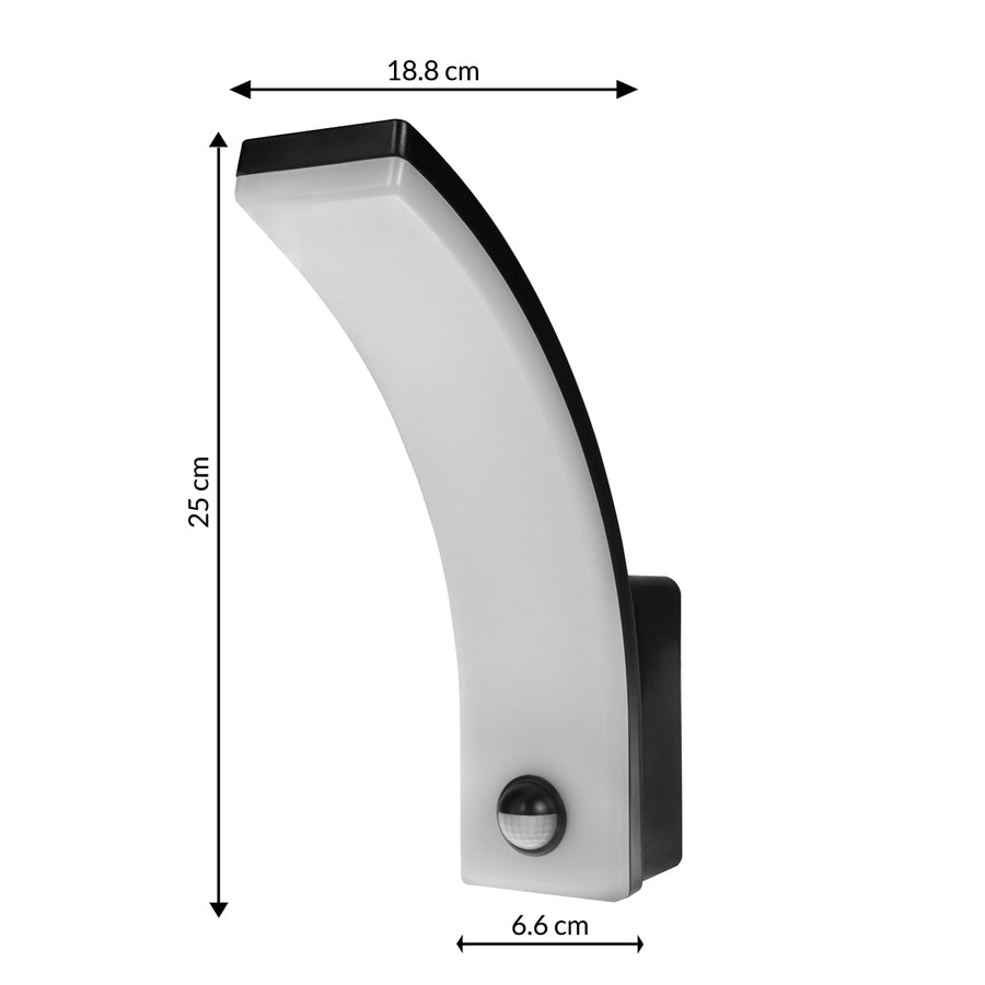 Luz LED com sensor de movimento Maclean, sensor de movimento PIR, preta, 20 W, IP65, 2000 lm, branco neutro (4000 K) MCE512 B, pacote de 4