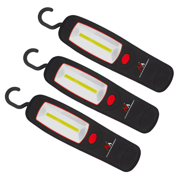 Maclean MCE03 Lámpara de taller 24 LED, imán, gancho, 3 piezas