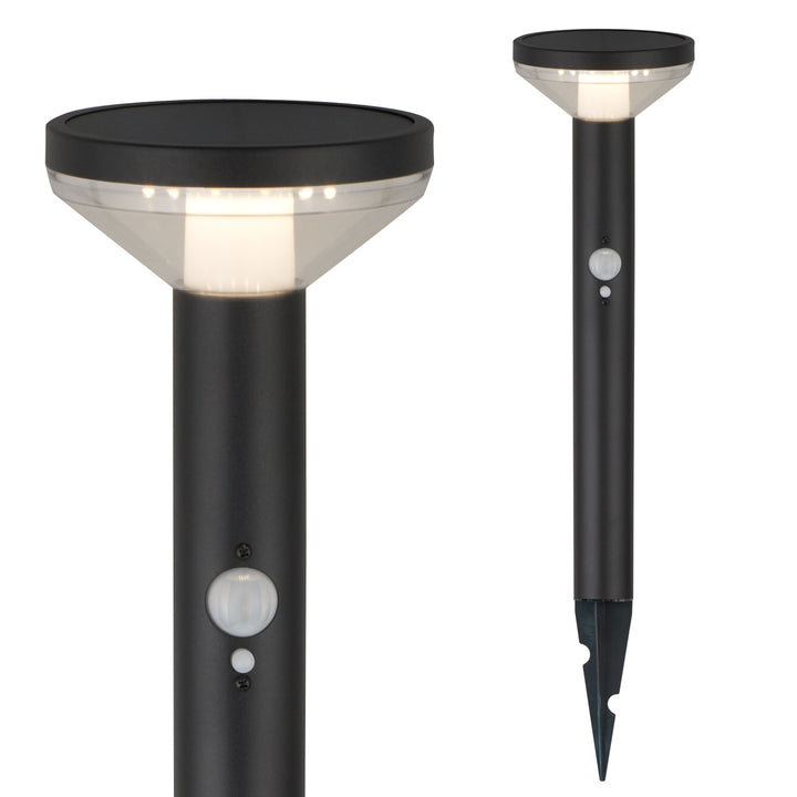 Luz LED Solar Maclean MCE465 B, com Sensor, 3 Modos, Plug-in, Ião de Lítio 18650, IP44, 3,7 V, 1200 mAh, Preta, Embalagem de 6