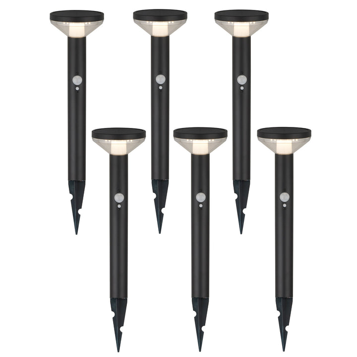 Luz LED Solar Maclean MCE465 B, com Sensor, 3 Modos, Plug-in, Ião de Lítio 18650, IP44, 3,7 V, 1200 mAh, Preta, Embalagem de 6