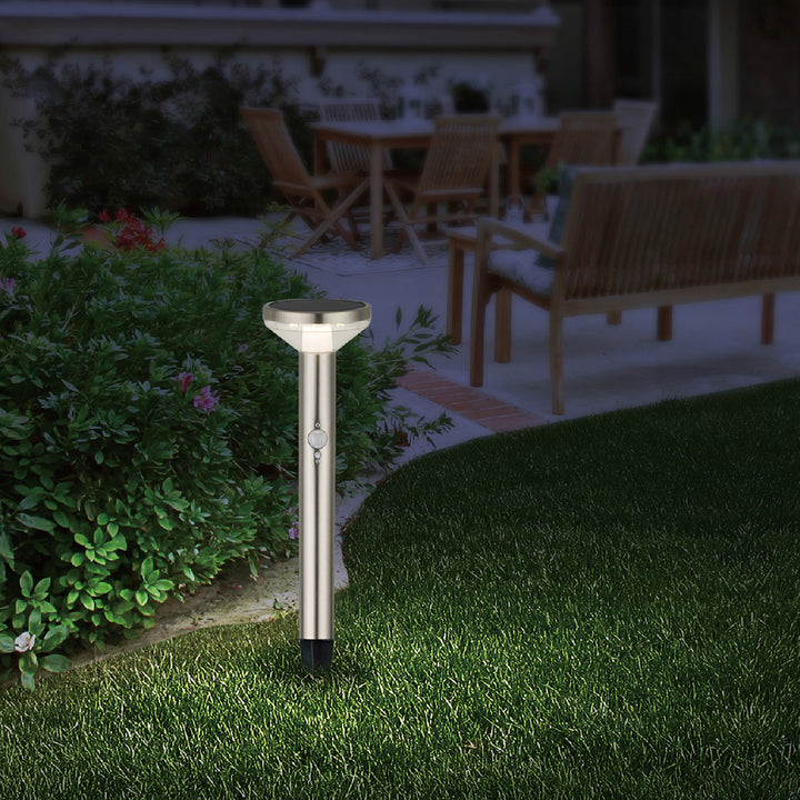 Luz LED Solar Maclean MCE465 C/M, com Sensor, 3 Modos, Plug-in, Ião de Lítio 18650, IP44, 3,7 V, 1200 mAh, Cromado Mate, Embalagem de 6