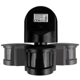 Sensor de movimiento y crepúsculo de pared Maclean, 180°, máx. 1200 W, negro con cubierta negra, MCE25 B/B