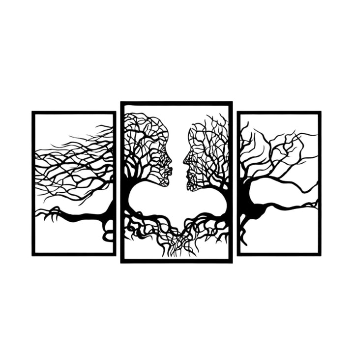 Cuadro calado Eyoka, decoración mural 3D, cuadro 3D "Caras de los árboles" 150x90cm Negro