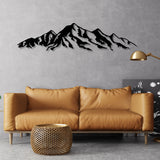 Quadro vazado, decoração de parede 3D, imagem 3D "Montanhas dos Alpes" 80x18cm Preto