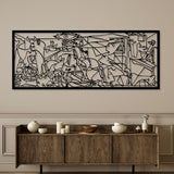 Pintura vazada, decoração de parede 3D, pintura 3D "Guernica de Pablo Picasso" 120x48cm Preto