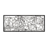 Pintura vazada, decoração de parede 3D, pintura 3D "Guernica de Pablo Picasso" 80x32cm Preto