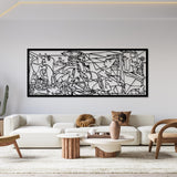 Pintura vazada, decoração de parede 3D, pintura 3D "Guernica de Pablo Picasso" 67x27cm Preto