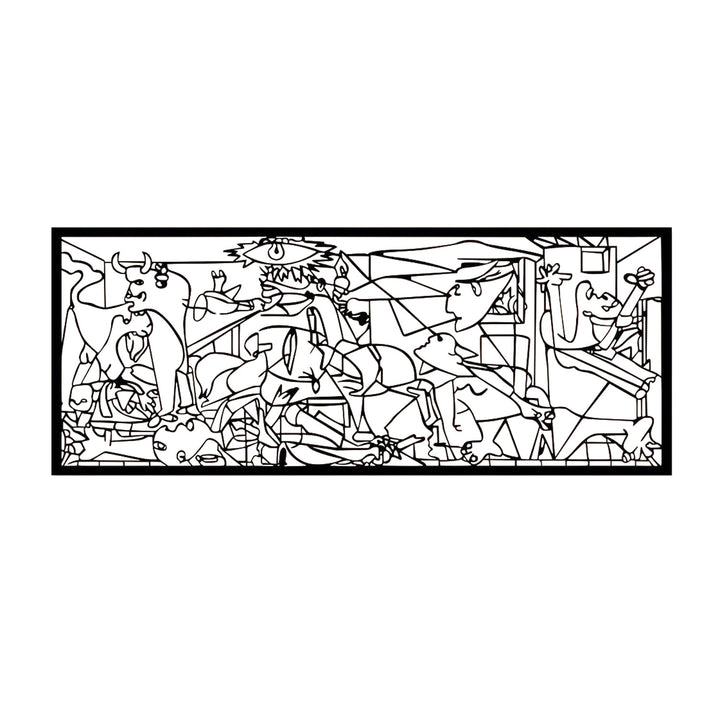 Cuadro calado, decoración mural 3D, cuadro 3D "Guernica de Pablo Picasso" 67x27cm Negro