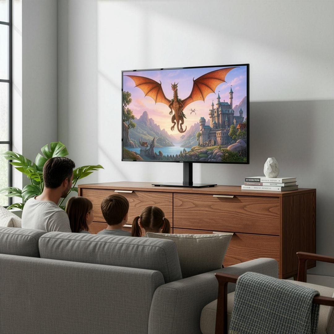 Soporte universal para TV Maclean, para mueble RTV, soporte, máx. 35 kg, rotación 20 grados, para TV 32-55", MC-132