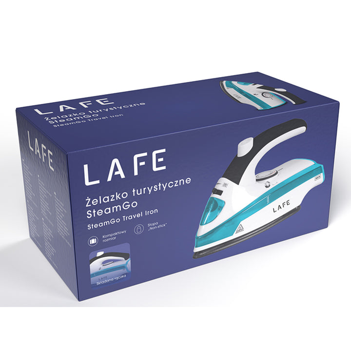 Plancha turística Lafe, vapor, 800W, suela antiadherente de teflón, SteamGo