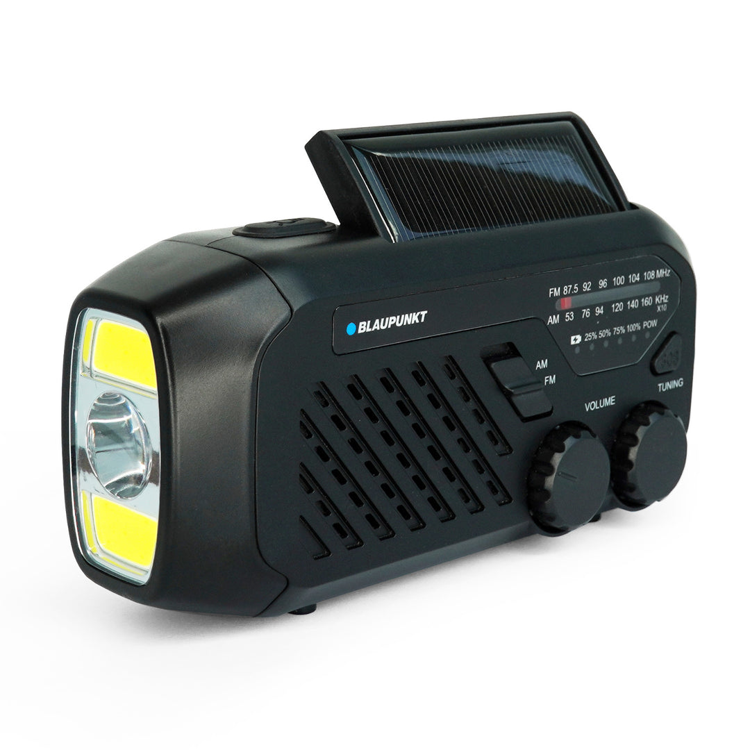 Rádio Blaupunkt alimentado por rede elétrica/bateria, lanterna LED, indicador SOS, antena, ER10