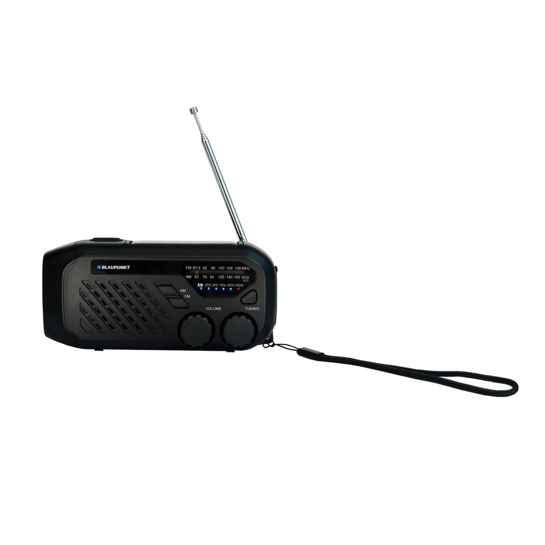 Rádio Blaupunkt alimentado por rede elétrica/bateria, lanterna LED, indicador SOS, antena, ER10