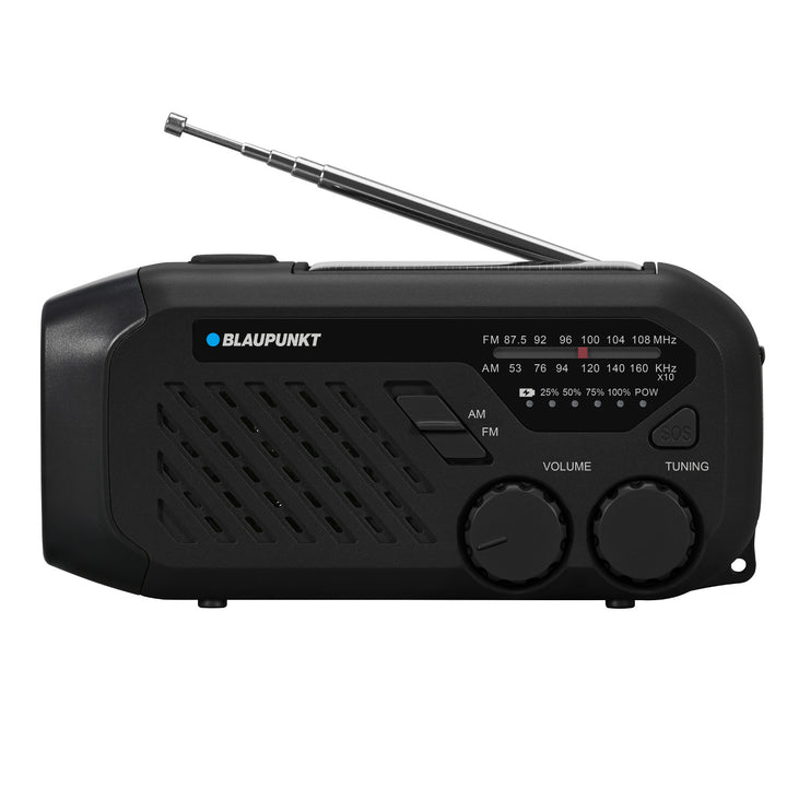 Rádio Blaupunkt alimentado por rede elétrica/bateria, lanterna LED, indicador SOS, antena, ER10