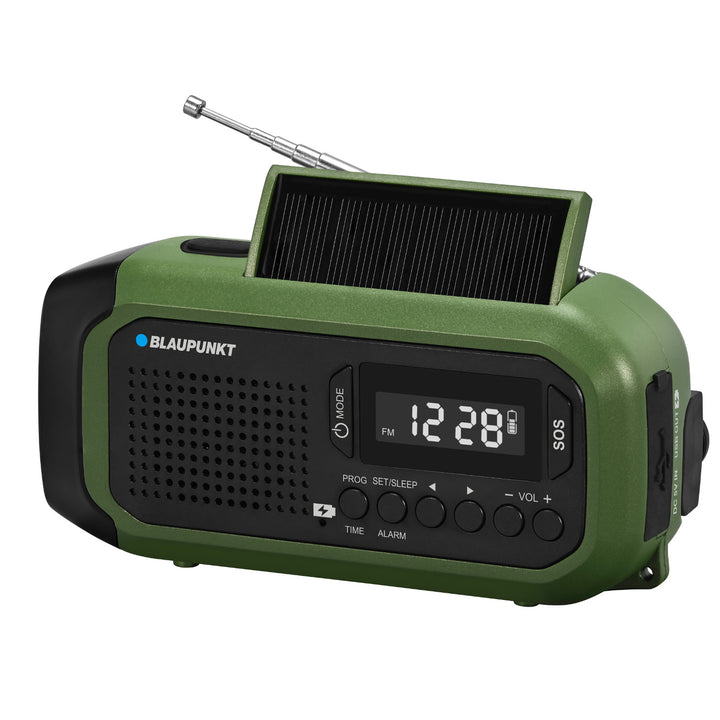 Rádio Blaupunkt alimentado por rede elétrica/bateria, lanterna LED, indicador SOS, antena, ER20