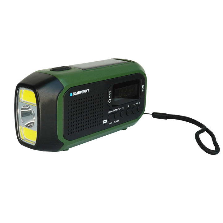 Rádio Blaupunkt alimentado por rede elétrica/bateria, lanterna LED, indicador SOS, antena, ER20