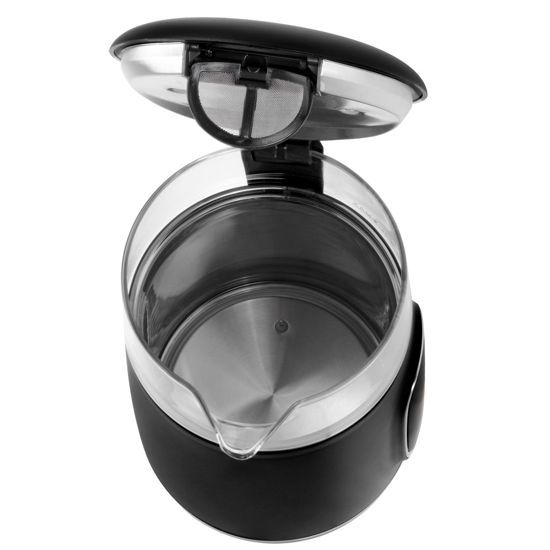 Adler AD 1305 bs Hervidor eléctrico de vidrio 1.7L, Negro y plata, Control de temperatura, Pantalla LED