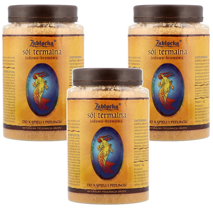 Sal termal de yodo-bromo, Zablocka - para baño y peeling, 1 kg 3 piezas
