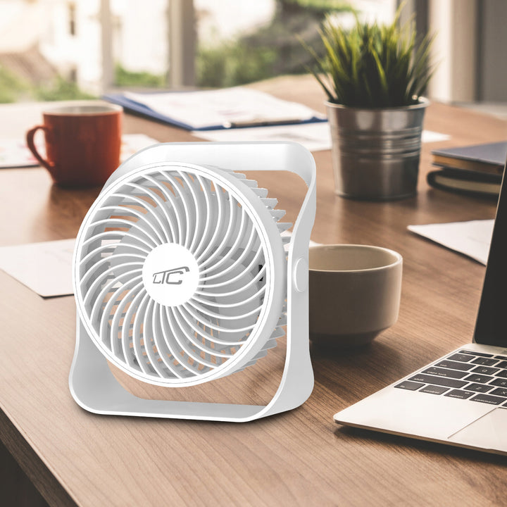 Ventilador de mesa sem fios LTC LXWB16, carregamento USB-C, 4 definições de velocidade, bateria de 2000 mAh
