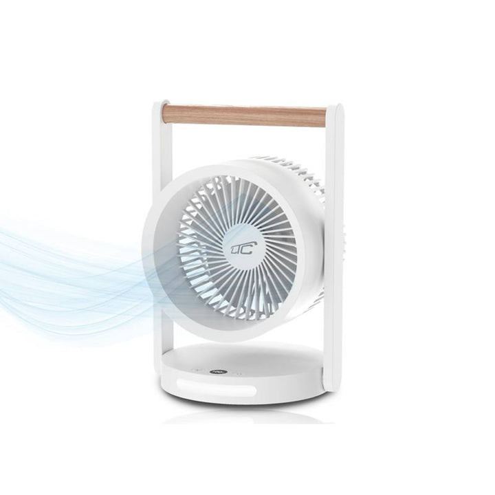 Ventilador de mesa sem fios LTC LXWB17, luz de presença e visor LED, 5 posições de velocidade, bateria de 3600 mAh