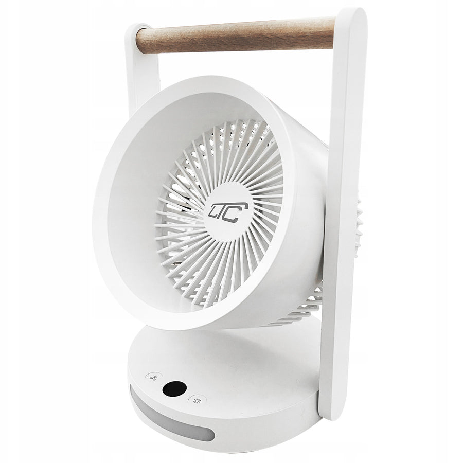Ventilador de mesa sem fios LTC LXWB17, luz de presença e visor LED, 5 posições de velocidade, bateria de 3600 mAh