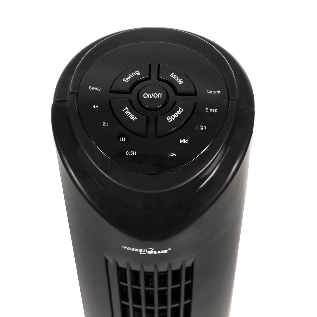 Ventilador de columna GreenBlue de 45 W con 3 niveles de potencia, 82 cm de altura, cable de 1,5 m, con mando a distancia y temporizador GB645 con enchufe del Reino Unido