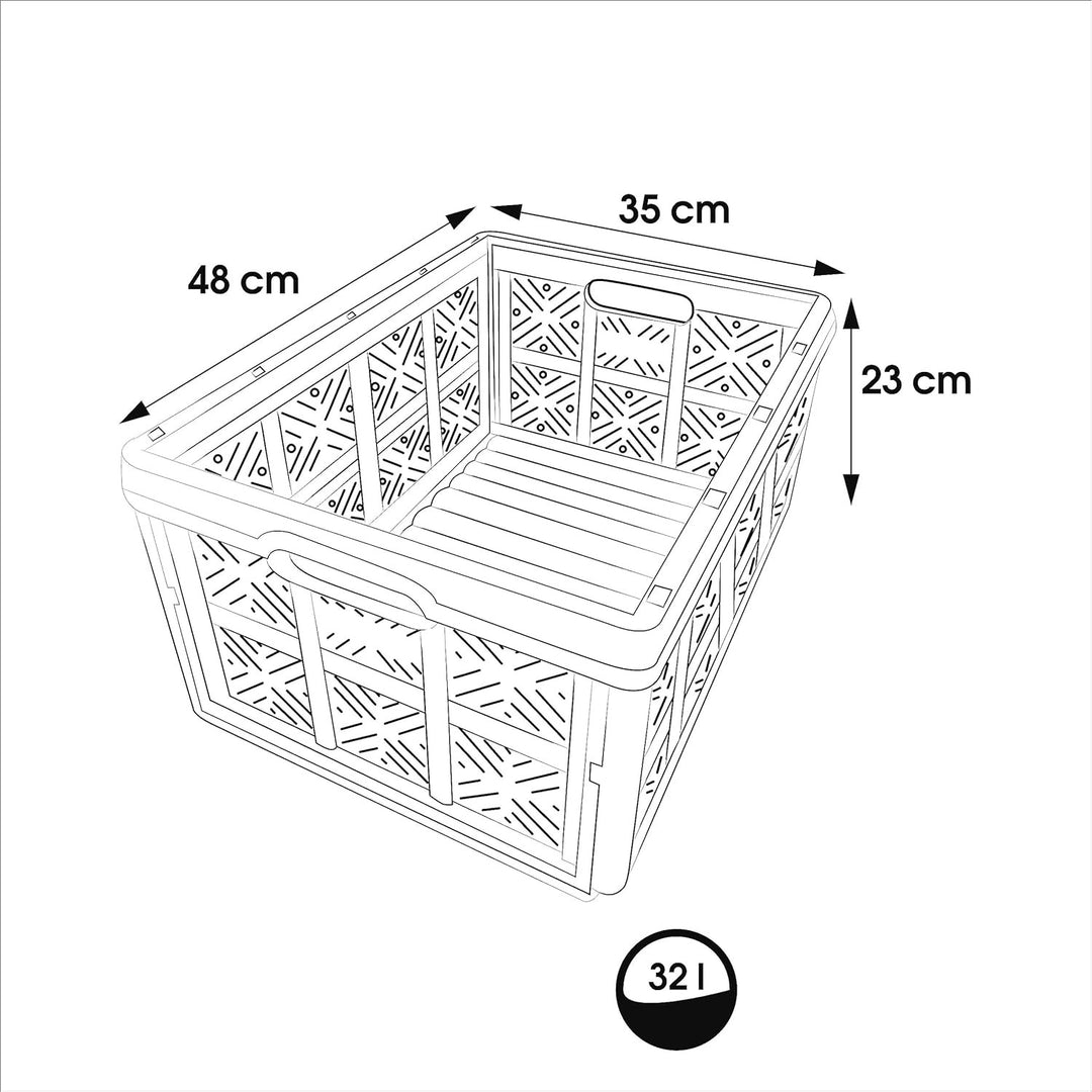 Cesta plegable de plástico Keeeper, 32L, gris-negro
