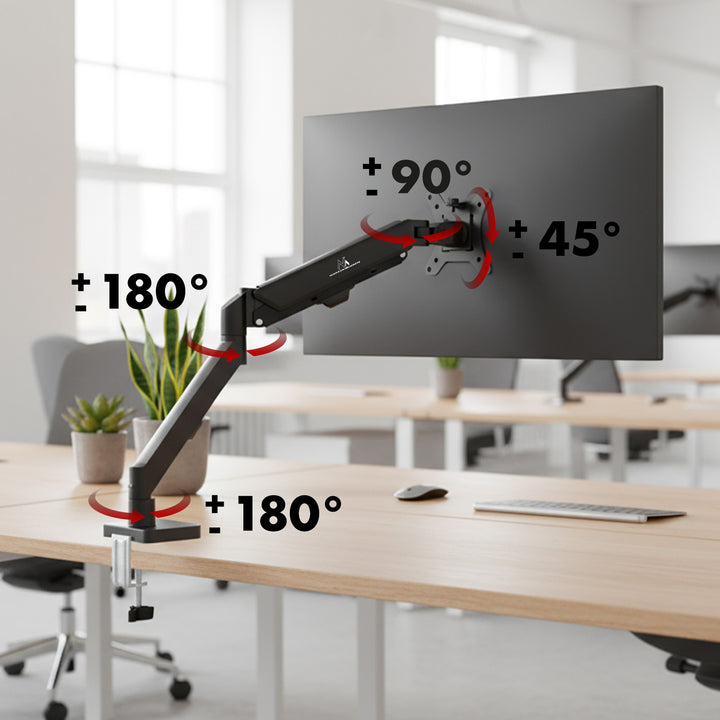 Soporte de monitor Maclean, resorte de gas, 17"-32", 2-10kg, negro, MC-133