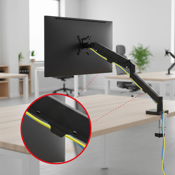 Soporte de monitor Maclean, resorte de gas, 17"-32", 2-10kg, negro, MC-133